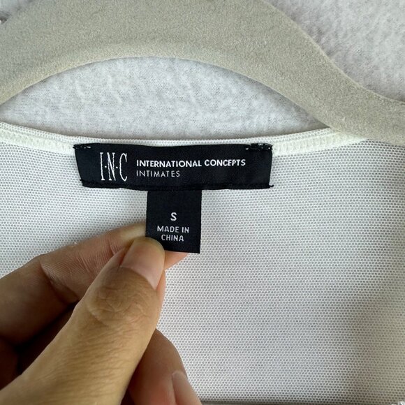 NWT INC Intimates Lingerie Sheer Lace Bodysuit White Cheeky Festival Size Small - Picture 4 of 14